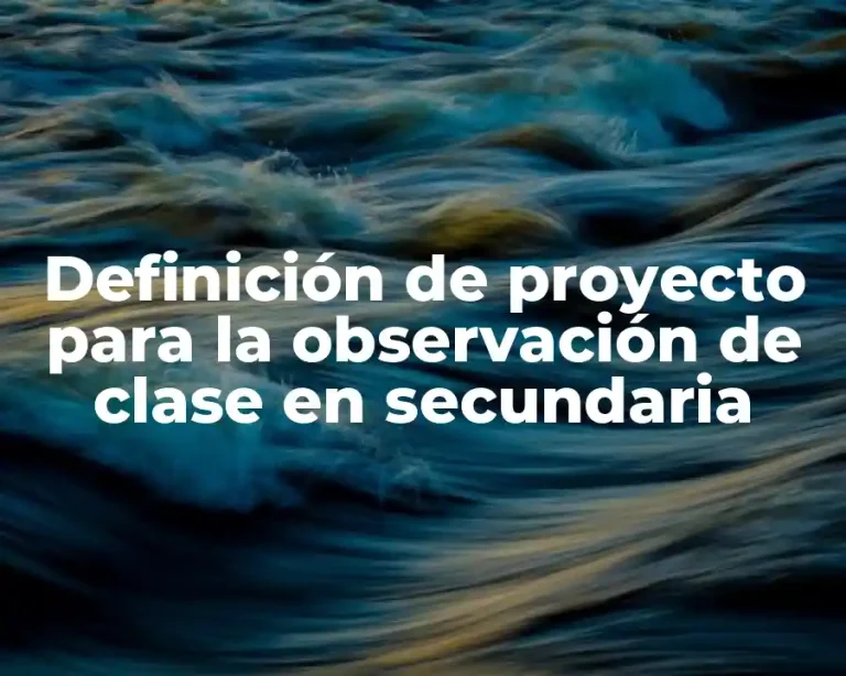 Definición de proyecto para la observación de clase en secundaria
