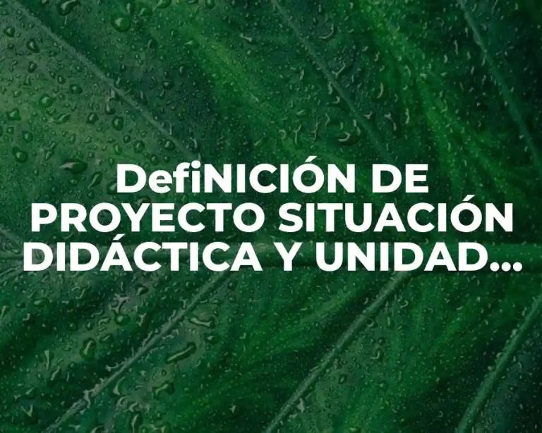 DefiNICIÓN DE PROYECTO SITUACIÓN DIDÁCTICA Y UNIDAD GENERADORA