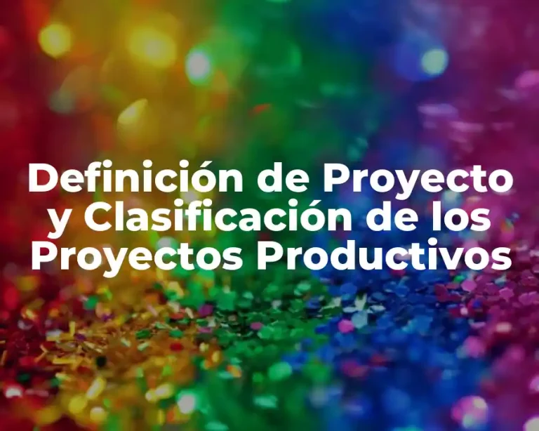 Definición de Proyecto y Clasificación de los Proyectos Productivos