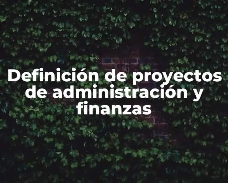 Definición de proyectos de administración y finanzas