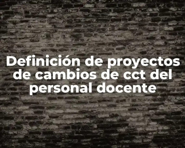 Definición de proyectos de cambios de cct del personal docente