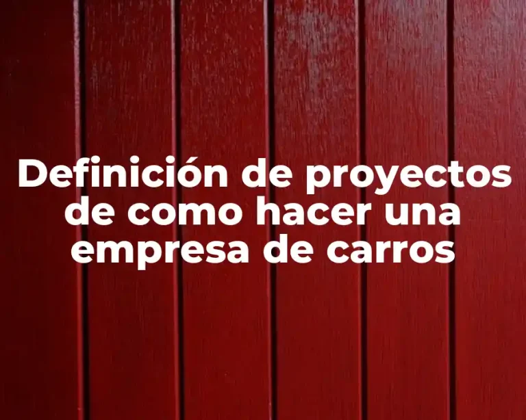Definición de proyectos de como hacer una empresa de carros
