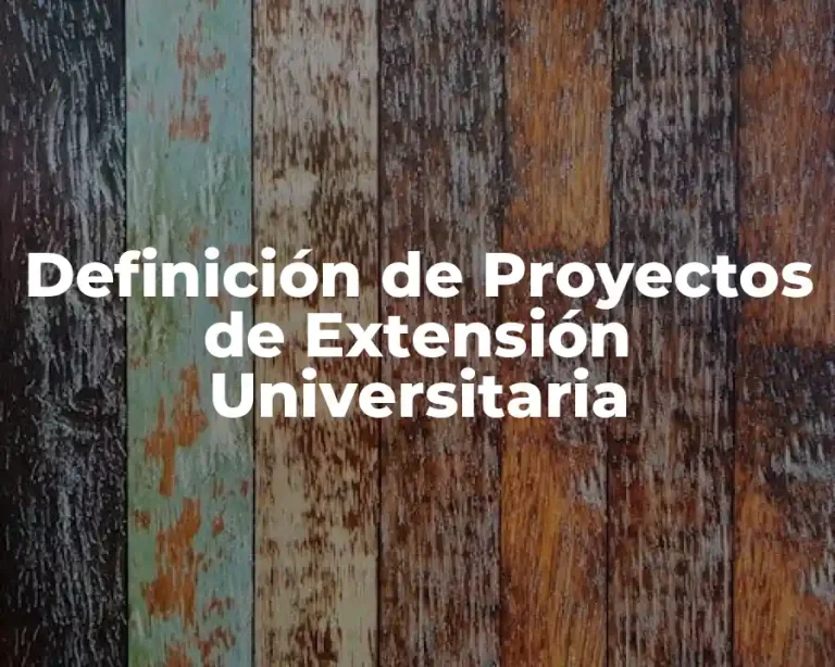 Definición de Proyectos de Extensión Universitaria