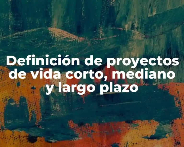 Definición de proyectos de vida corto, mediano y largo plazo
