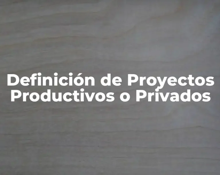 Definición de Proyectos Productivos o Privados