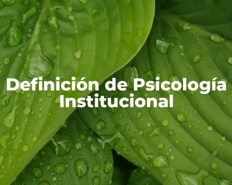 Definición de Psicología Institucional