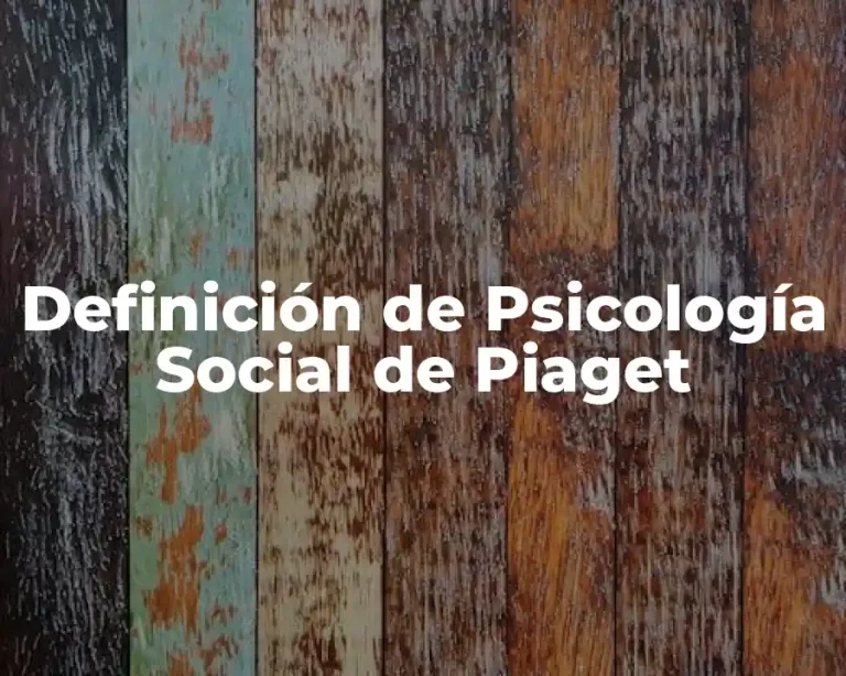Definición de Psicología Social de Piaget