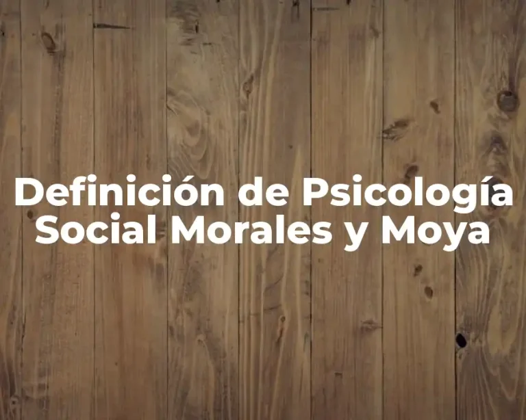 Definición de Psicología Social Morales y Moya