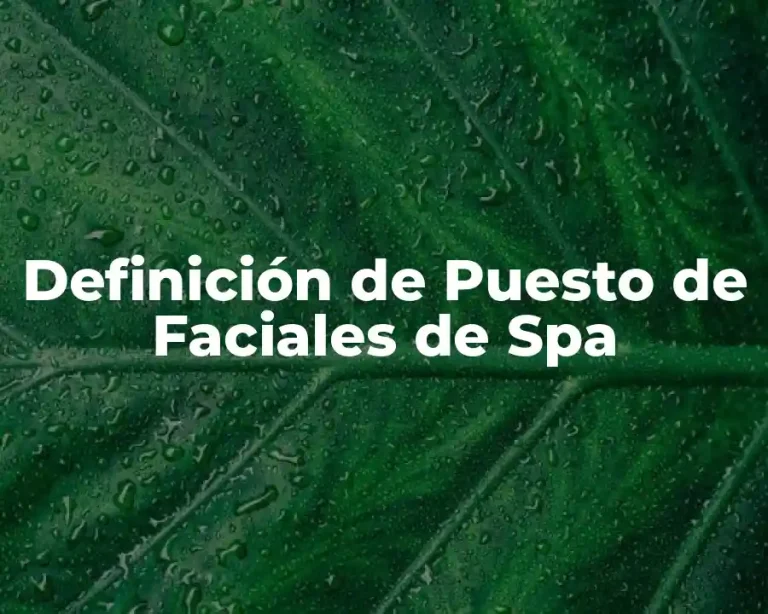 Definición de Puesto de Faciales de Spa