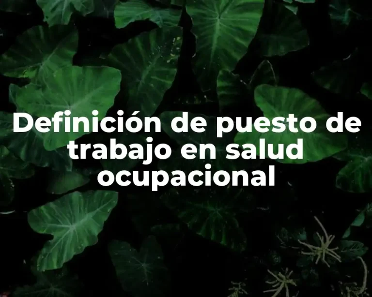 Definición de puesto de trabajo en salud ocupacional
