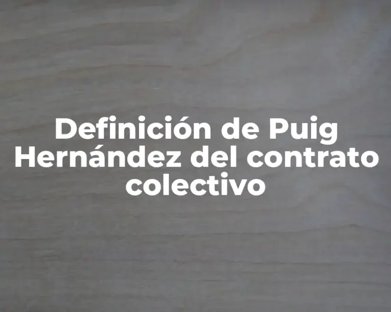 Definición de Puig Hernández del contrato colectivo