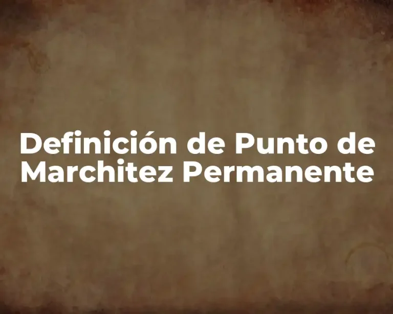 Definición de Punto de Marchitez Permanente