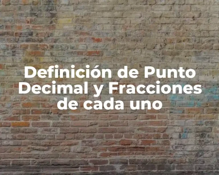 Definición de Punto Decimal y Fracciones de cada uno