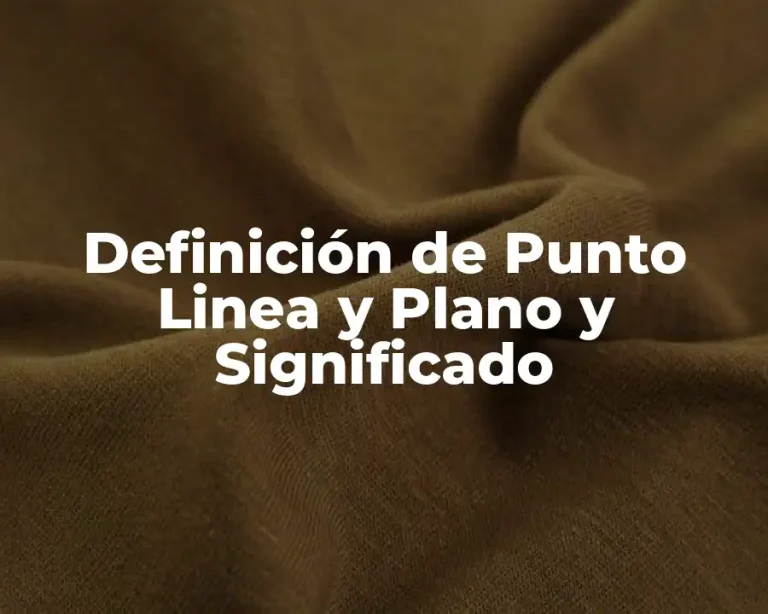 Definición de Punto Linea y Plano y Significado