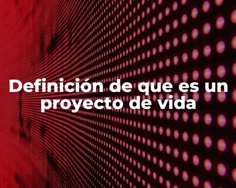Definición de que es un proyecto de vida