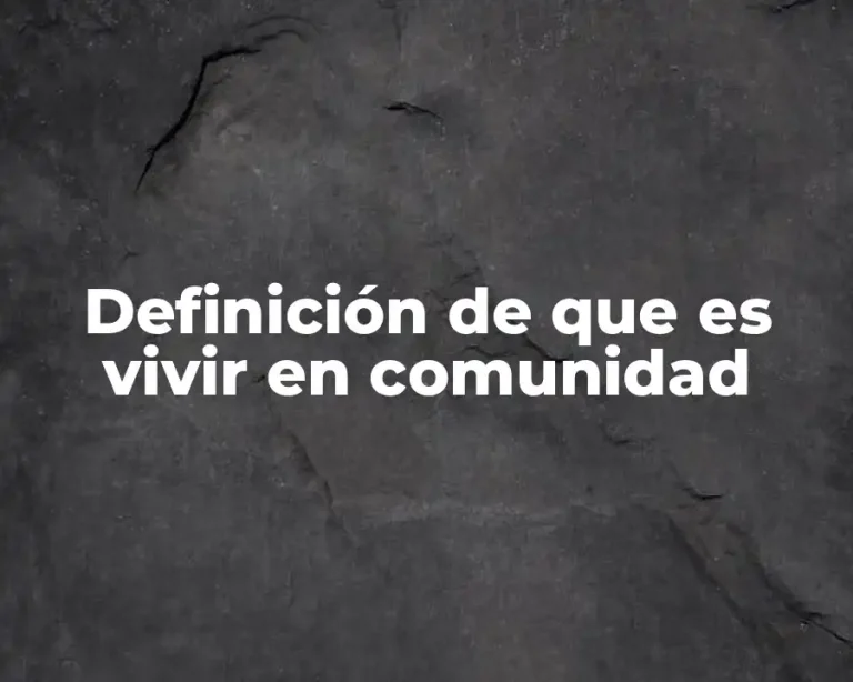 Definición de que es vivir en comunidad