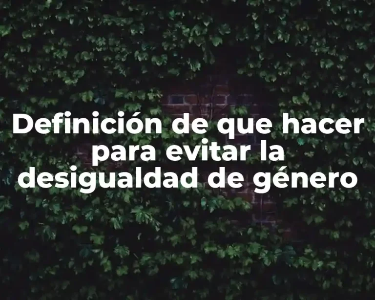 Definición de que hacer para evitar la desigualdad de género