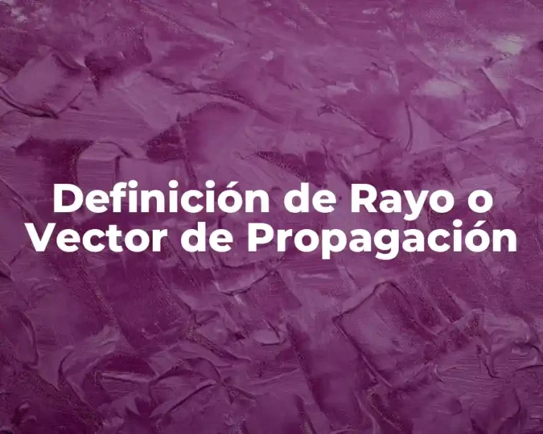 Definición de Rayo o Vector de Propagación
