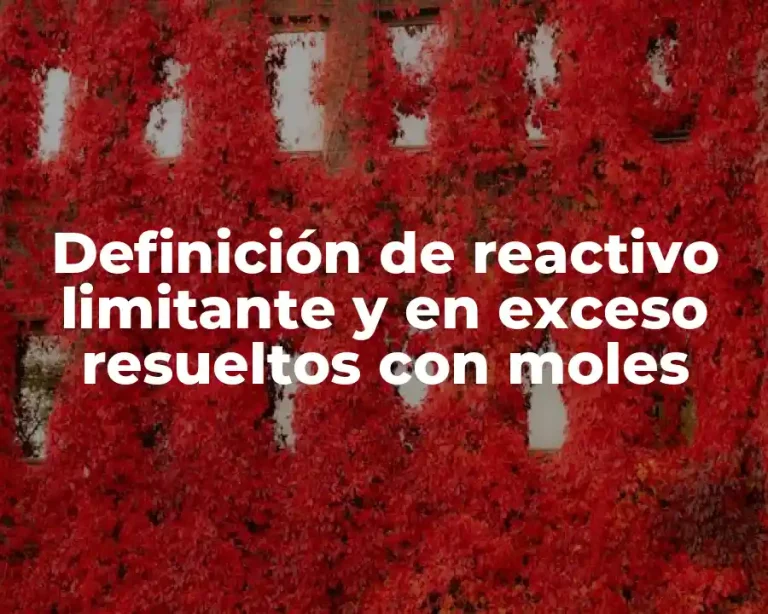 Definición de reactivo limitante y en exceso resueltos con moles