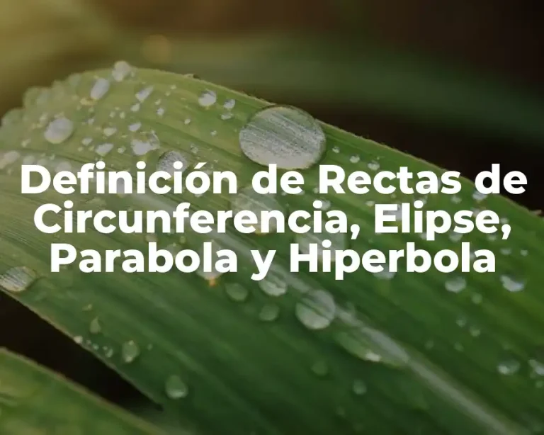 Definición de Rectas de Circunferencia, Elipse, Parabola y Hiperbola