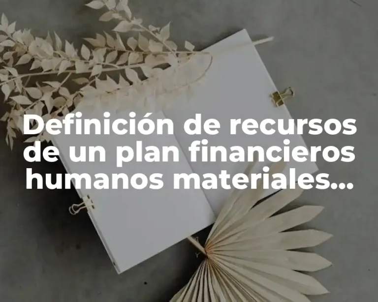 Definición de recursos de un plan financieros humanos materiales tecnologicos