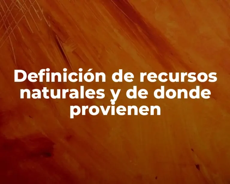 Definición de recursos naturales y de donde provienen
