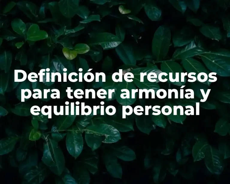 Definición de recursos para tener armonía y equilibrio personal