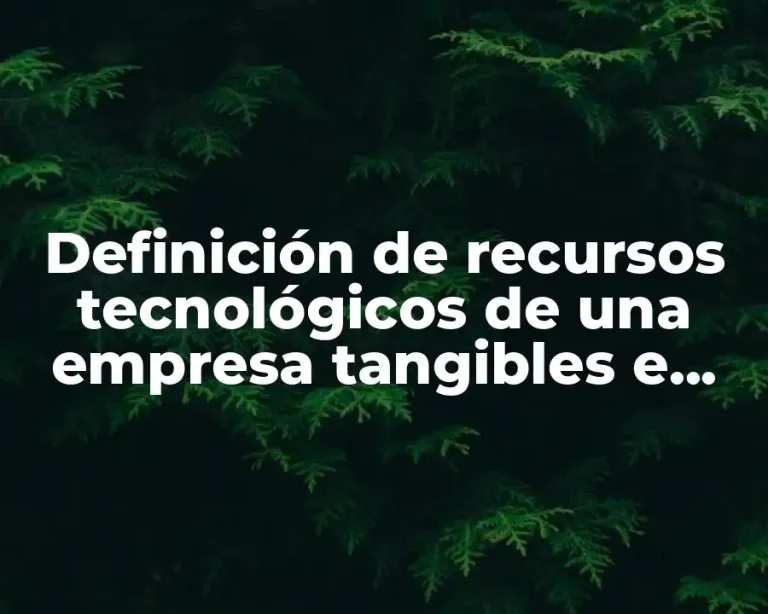 Definición de recursos tecnológicos de una empresa tangibles e intangibles