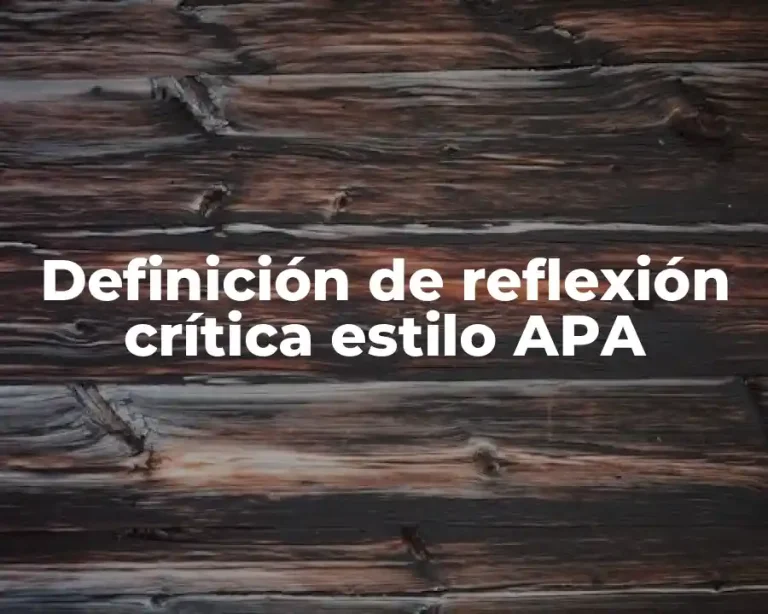Definición de reflexión crítica estilo APA
