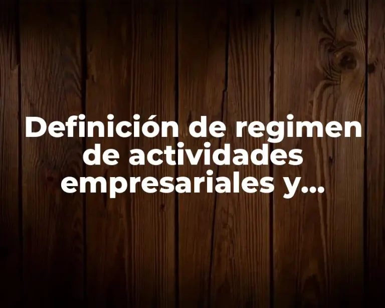 Definición de regimen de actividades empresariales y profesionales