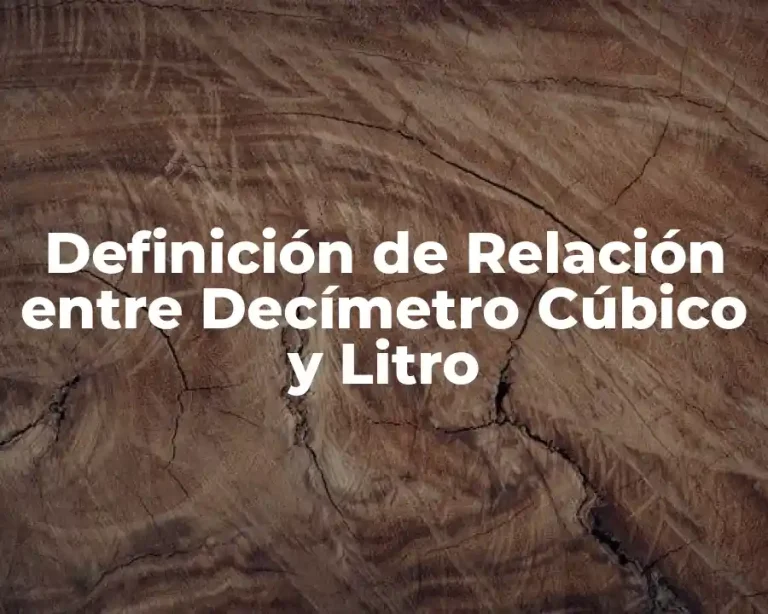 Definición de Relación entre Decímetro Cúbico y Litro