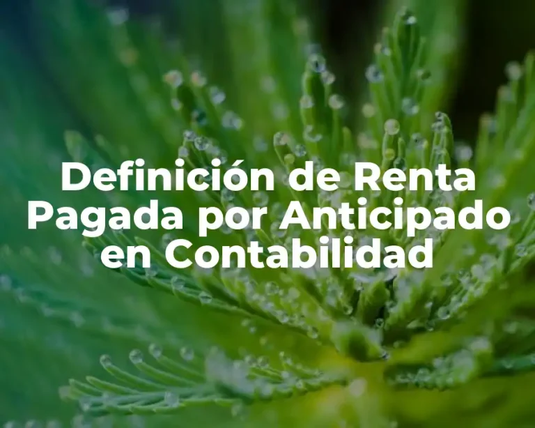 Definición de Renta Pagada por Anticipado en Contabilidad