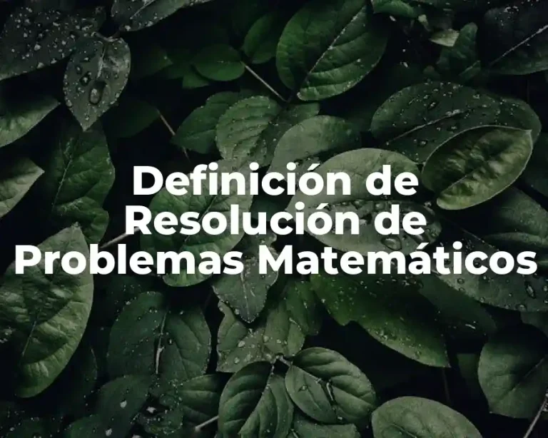 Definición de Resolución de Problemas Matemáticos