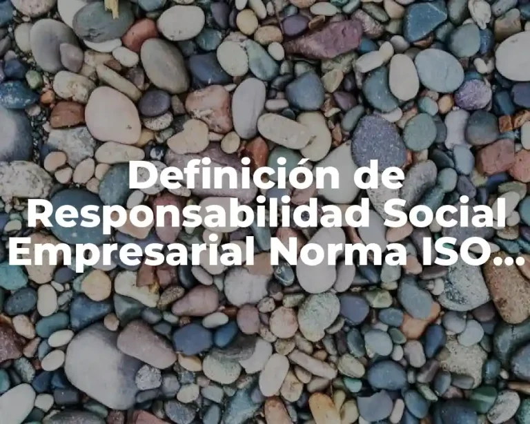 Definición de Responsabilidad Social Empresarial Norma ISO 26000
