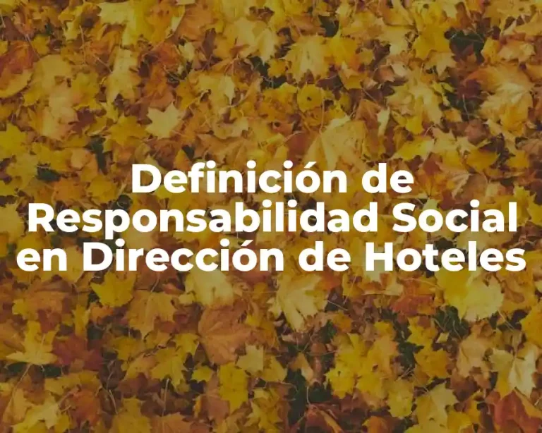 Definición de Responsabilidad Social en Dirección de Hoteles