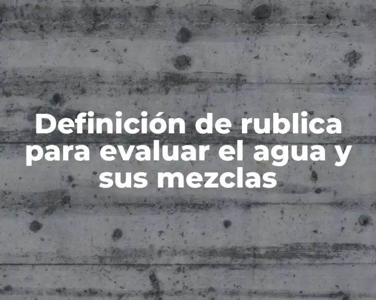 Definición de rublica para evaluar el agua y sus mezclas