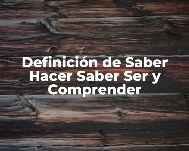 Definición de Saber Hacer Saber Ser y Comprender
