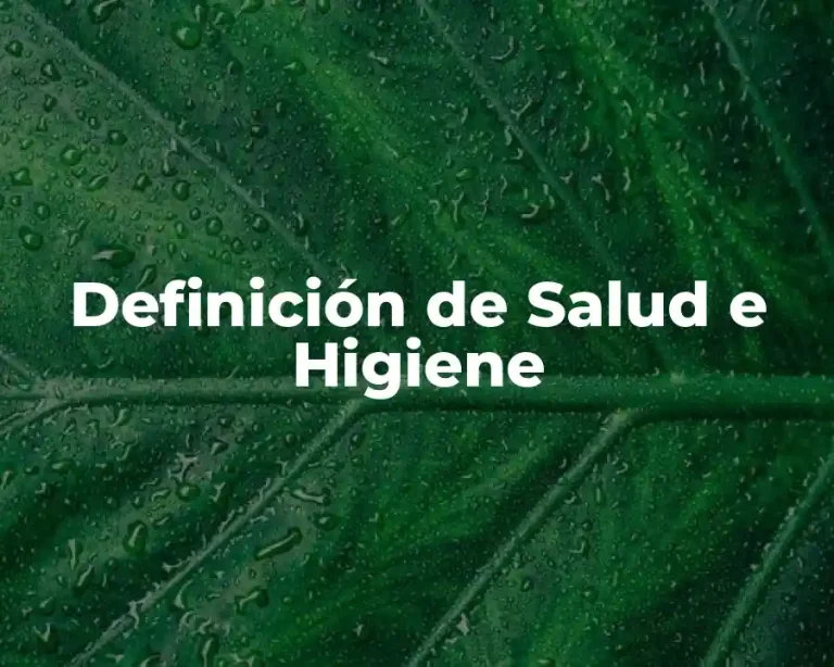 Definición de Salud e Higiene