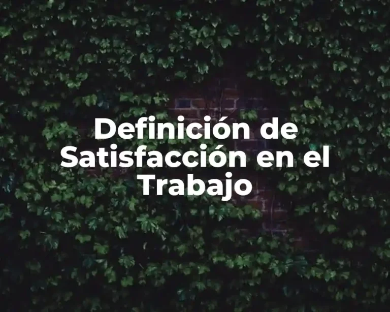 Definición de Satisfacción en el Trabajo