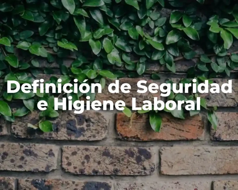 Definición de Seguridad e Higiene Laboral