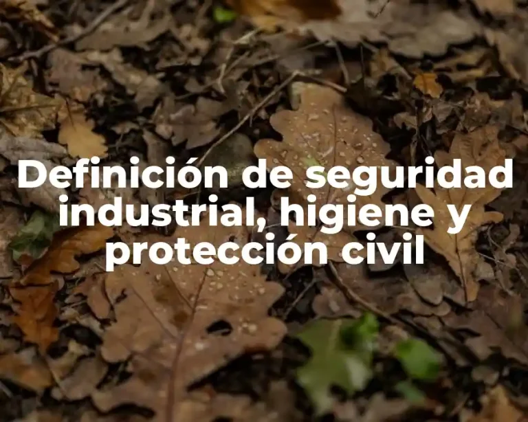 Definición de seguridad industrial, higiene y protección civil