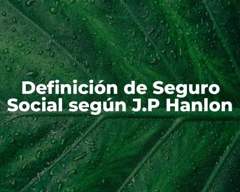 Definición de Seguro Social según J.P Hanlon
