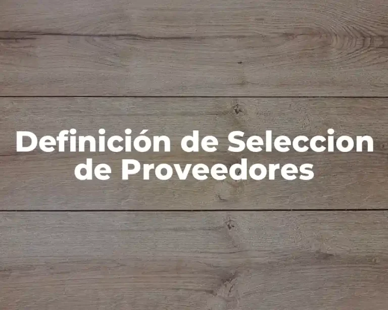 Definición de Seleccion de Proveedores