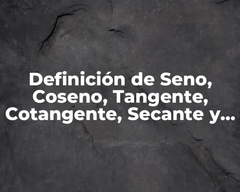 Definición de Seno, Coseno, Tangente, Cotangente, Secante y Cosecante