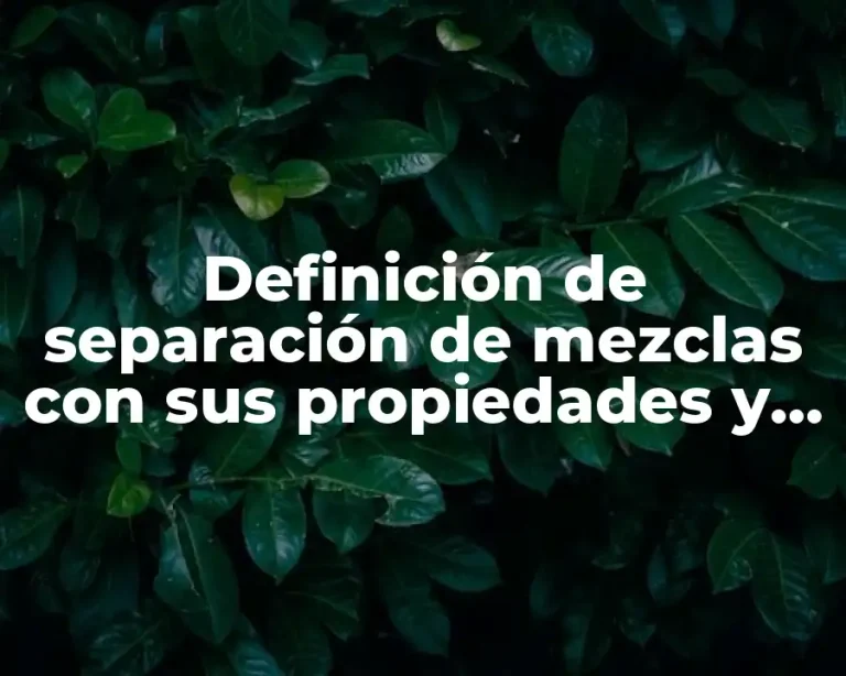 Definición de separación de mezclas con sus propiedades y ejemplos