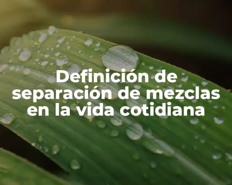 Definición de separación de mezclas en la vida cotidiana
