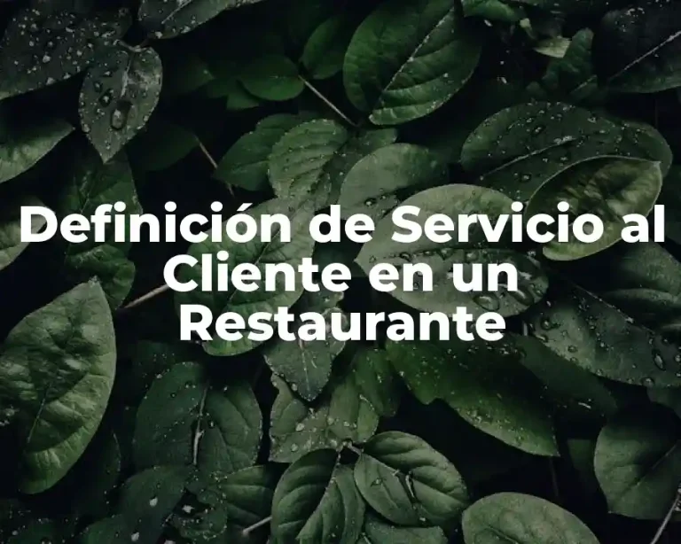 Definición de Servicio al Cliente en un Restaurante