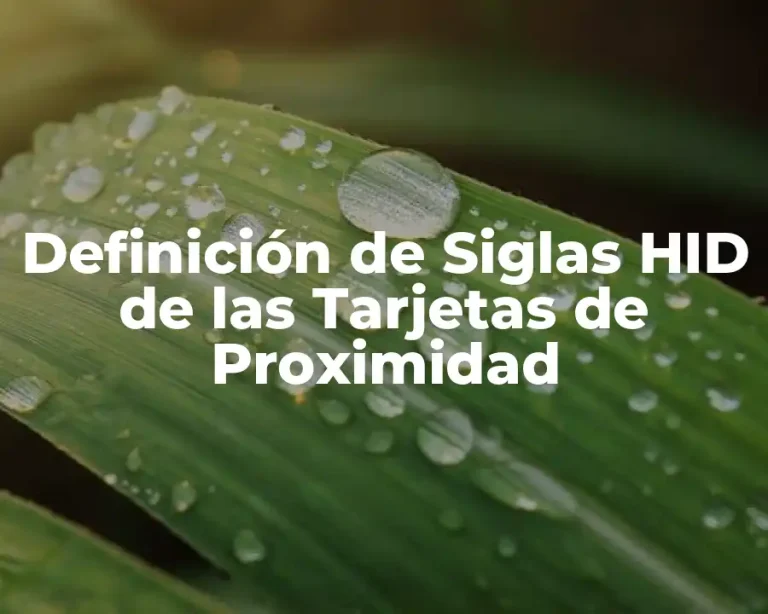 Definición de Siglas HID de las Tarjetas de Proximidad