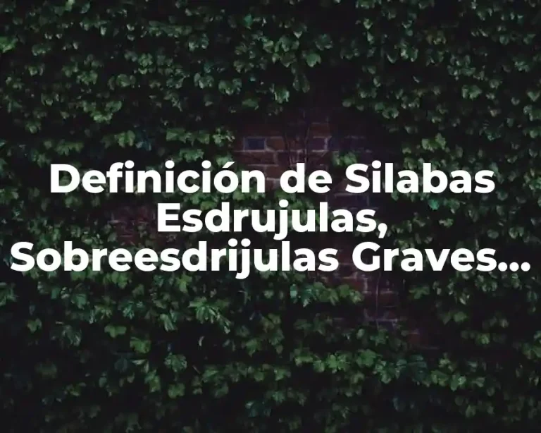 Definición de Silabas Esdrujulas, Sobreesdrijulas Graves y Agudas