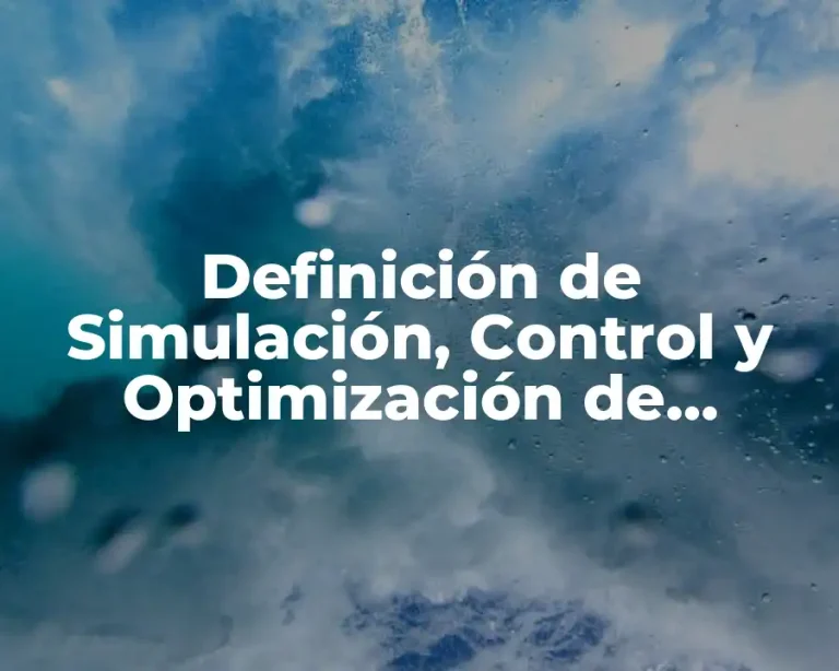 Definición de Simulación, Control y Optimización de Procesos Químicos